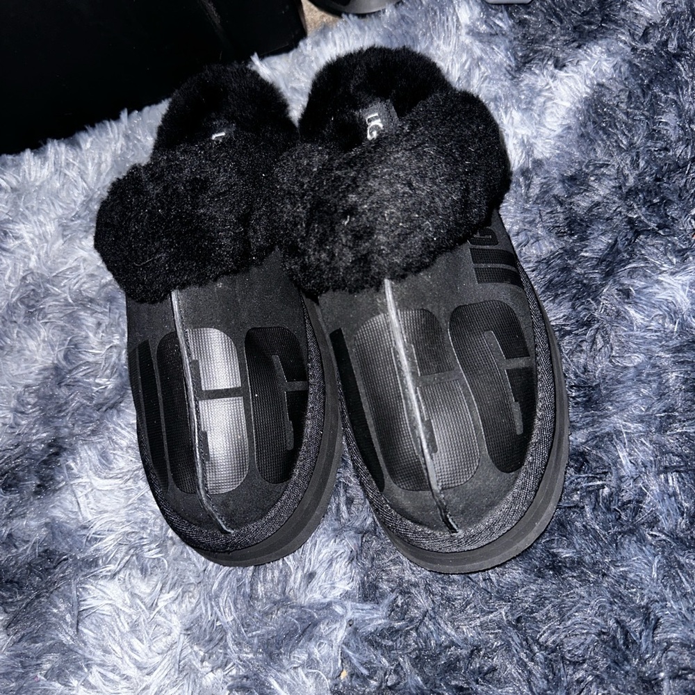 UGG Black Fur-Lined Slip-Ons